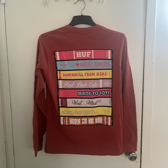 HUF Brick Red Long Sleeve Tee - Picture 4 of 6